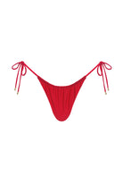 Kaia Side Tie Ruched Bikini Bottom - Red, Front Image